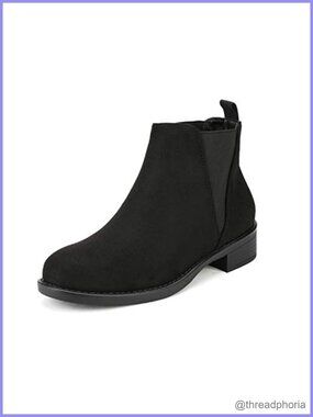 Women's Chelsea Ankle Boots Suede Round Toe Low Heel Comfortable